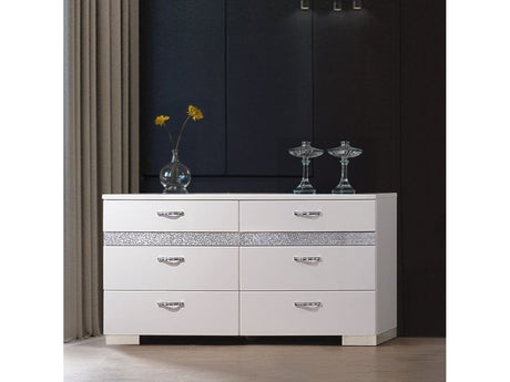 Naima II White High Gloss Dresser - Ornate Home