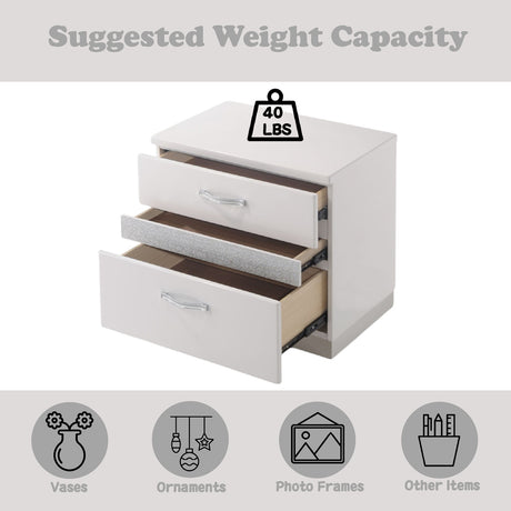 Naima II White High Gloss Nightstand - Ornate Home