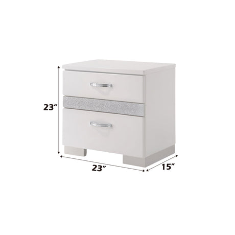 Naima II White High Gloss Nightstand - Ornate Home