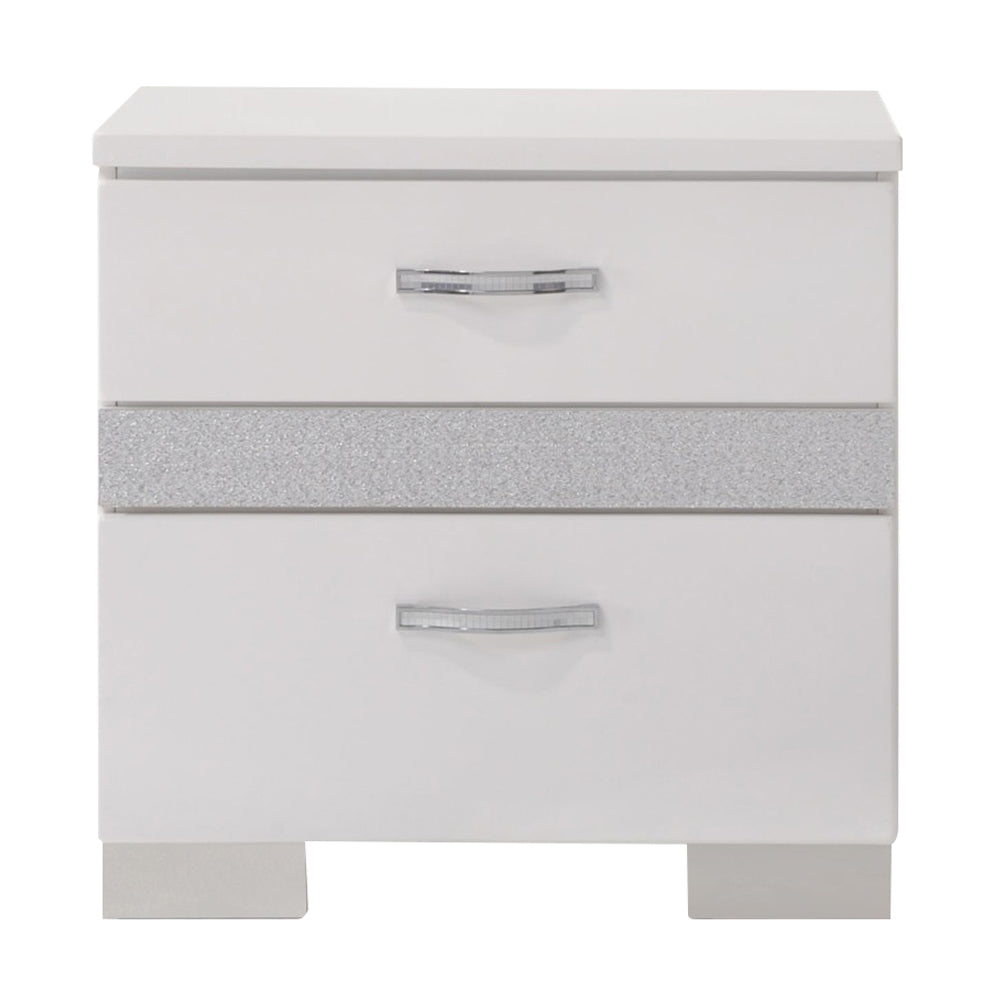 Naima II White High Gloss Nightstand - Ornate Home