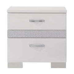 Naima II White High Gloss Nightstand - Ornate Home