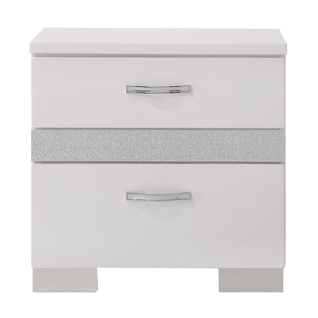 Naima II White High Gloss Nightstand - Ornate Home