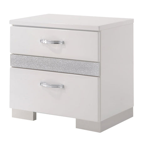 Naima II White High Gloss Nightstand - Ornate Home