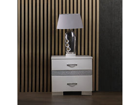 Naima II White High Gloss Nightstand - Ornate Home