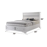Naima White Eastern King Bed w/ Storage FB - Ornate Home