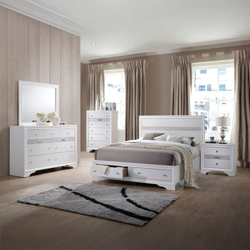 Naima White Queen Bed w/ Storage - Ornate Home