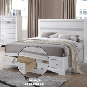Naima White Queen Bed w/ Storage - Ornate Home
