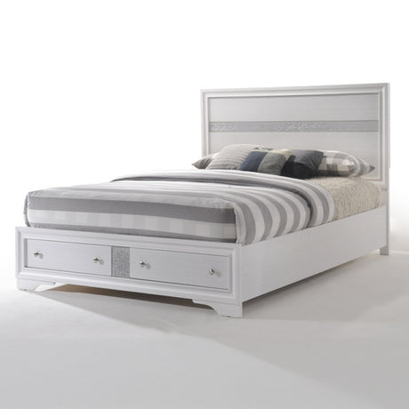 Naima White Queen Bed w/ Storage - Ornate Home
