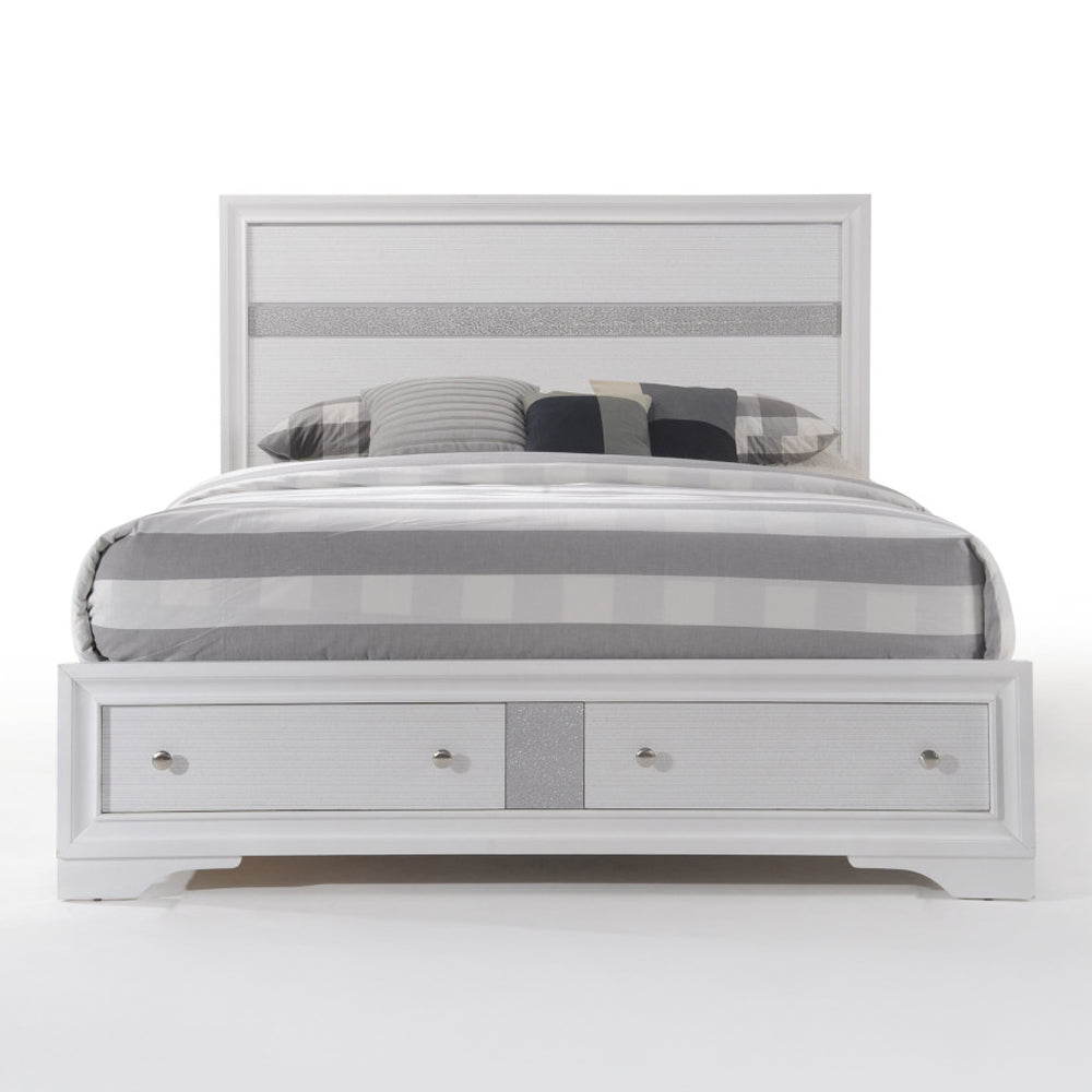 Naima White Queen Bed w/ Storage - Ornate Home