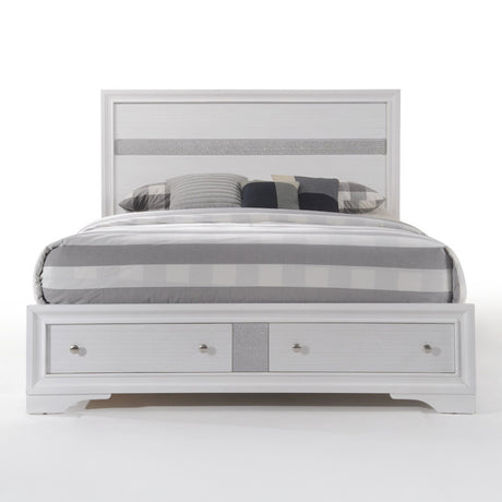 Naima White Queen Bed w/ Storage - Ornate Home