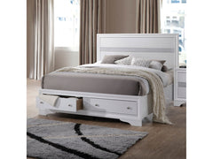 Naima White Queen Bed w/ Storage - Ornate Home