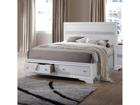 Naima White Queen Bed w/ Storage - Ornate Home
