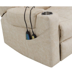 Nairi Ivory Power Recliner w/ Lift & Heating & Massage - Ornate Home
