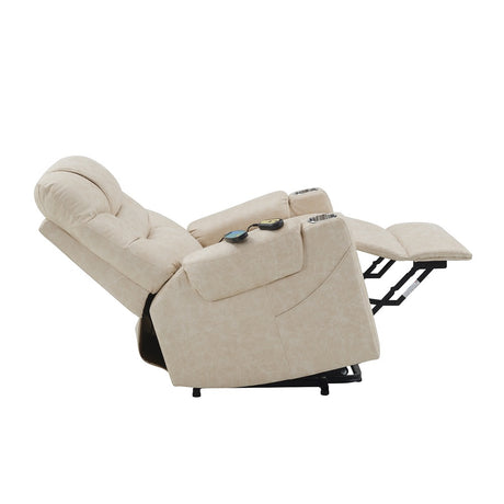Nairi Ivory Power Recliner w/ Lift & Heating & Massage - Ornate Home