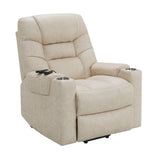Nairi Ivory Power Recliner w/ Lift & Heating & Massage - Ornate Home