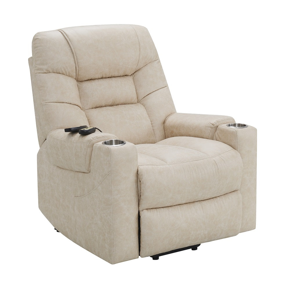 Nairi Ivory Power Recliner w/ Lift & Heating & Massage - Ornate Home