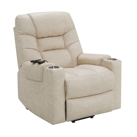 Nairi Ivory Power Recliner w/ Lift & Heating & Massage - Ornate Home