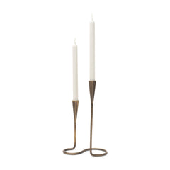 Naja Antiqued Brass Metal Double Taper Candle Holder - Ornate Home