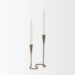 Naja Antiqued Brass Metal Double Taper Candle Holder - Ornate Home