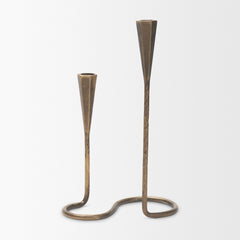 Naja Antiqued Brass Metal Double Taper Candle Holder - Ornate Home