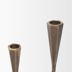 Naja Antiqued Brass Metal Double Taper Candle Holder - Ornate Home