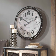 Nakul Black/Gray/White Industrial Wall Clock - Ornate Home
