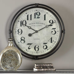 Nakul Black/Gray/White Industrial Wall Clock - Ornate Home