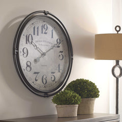 Nakul Black/Gray/White Industrial Wall Clock - Ornate Home