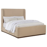 Nala Tan Eastern King Fabric Upholstered Platform Bed - Ornate Home