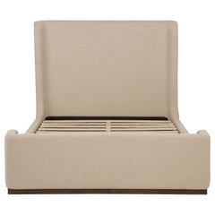 Nala Tan Queen Fabric Upholstered Platform Bed - Ornate Home