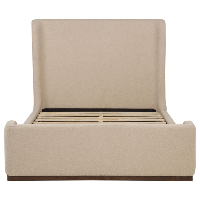 Nala Tan Queen Fabric Upholstered Platform Bed - Ornate Home