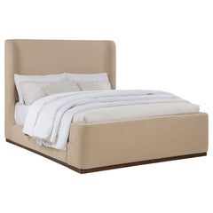 Nala Tan Queen Fabric Upholstered Platform Bed - Ornate Home