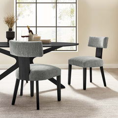 Nalani Heathered Weave Gray Black Fabric Upholstered Dining Chairs (Set of 2) - Ornate Home