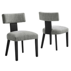 Nalani Heathered Weave Gray Black Fabric Upholstered Dining Chairs (Set of 2) - Ornate Home