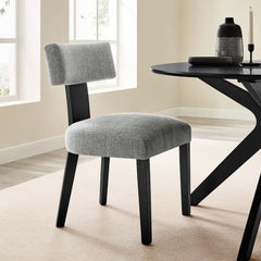 Nalani Heathered Weave Gray Black Fabric Upholstered Dining Chairs (Set of 2) - Ornate Home