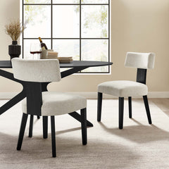 Nalani Heathered Weave Ivory/Black Fabric Upholstered Dining Chairs (Set of 2) - Ornate Home