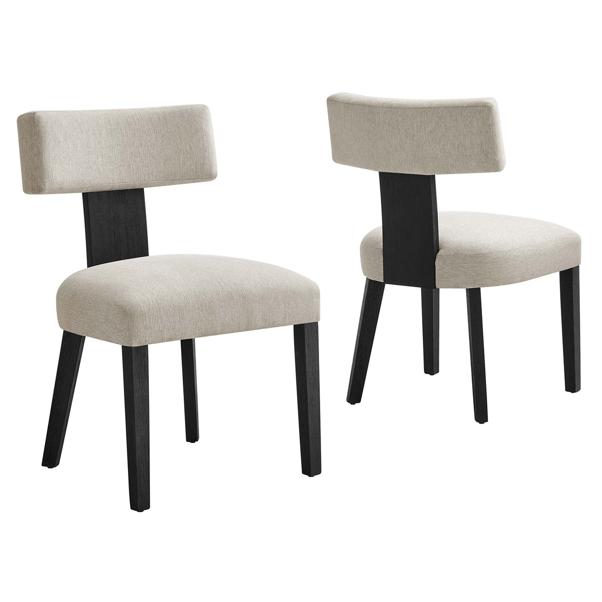 Nalani Heathered Weave Ivory/Black Fabric Upholstered Dining Chairs (Set of 2) - Ornate Home