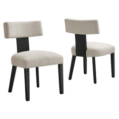 Nalani Heathered Weave Ivory/Black Fabric Upholstered Dining Chairs (Set of 2) - Ornate Home
