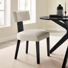 Nalani Heathered Weave Ivory/Black Fabric Upholstered Dining Chairs (Set of 2) - Ornate Home