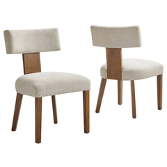 Nalani Heathered Weave Ivory Deep Brown Fabric Upholstered Dining Chairs (Set of 2) - Ornate Home