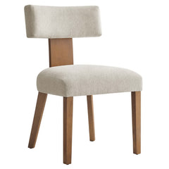 Nalani Heathered Weave Ivory Deep Brown Fabric Upholstered Dining Chairs (Set of 2) - Ornate Home