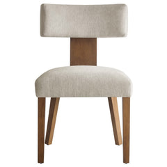 Nalani Heathered Weave Ivory Deep Brown Fabric Upholstered Dining Chairs (Set of 2) - Ornate Home