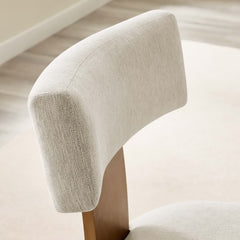 Nalani Heathered Weave Ivory Deep Brown Fabric Upholstered Dining Chairs (Set of 2) - Ornate Home