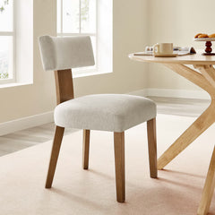 Nalani Heathered Weave Ivory Deep Brown Fabric Upholstered Dining Chairs (Set of 2) - Ornate Home