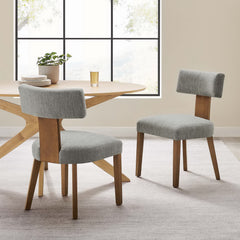 Nalani Heathered Weave Wheat Deep Brown Fabric Upholstered Dining Chairs (Set of 2) - Ornate Home