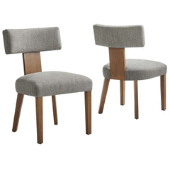 Nalani Heathered Weave Wheat Deep Brown Fabric Upholstered Dining Chairs (Set of 2) - Ornate Home