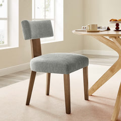 Nalani Heathered Weave Wheat Deep Brown Fabric Upholstered Dining Chairs (Set of 2) - Ornate Home