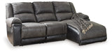 Nantahala Slate 3-Piece Reclining Sectional with Chaise - Ornate Home