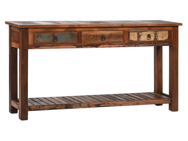 Nantucket Antique Wood 3-Drawer Console Table - Ornate Home