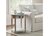 Nantucket Blue/White Round Accent Table - Ornate Home